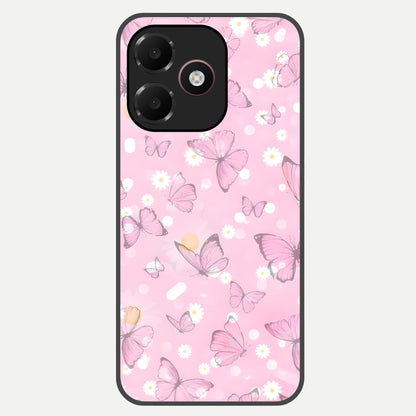  Blush Butterfly Garden Glass Case For Oppo A6C 5G back cover – full design glossy printed glass finish
