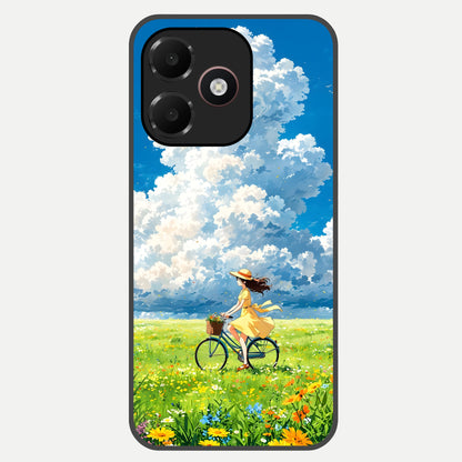  Breezy Meadow Ride Glass Case For Oppo A6C 5G back cover – full design glossy printed glass finish