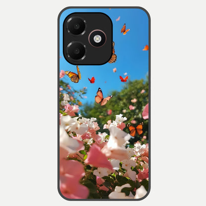  Butterflies In Bloom Sky Glass Case For Oppo A6C 5G back cover – full design glossy printed glass finish