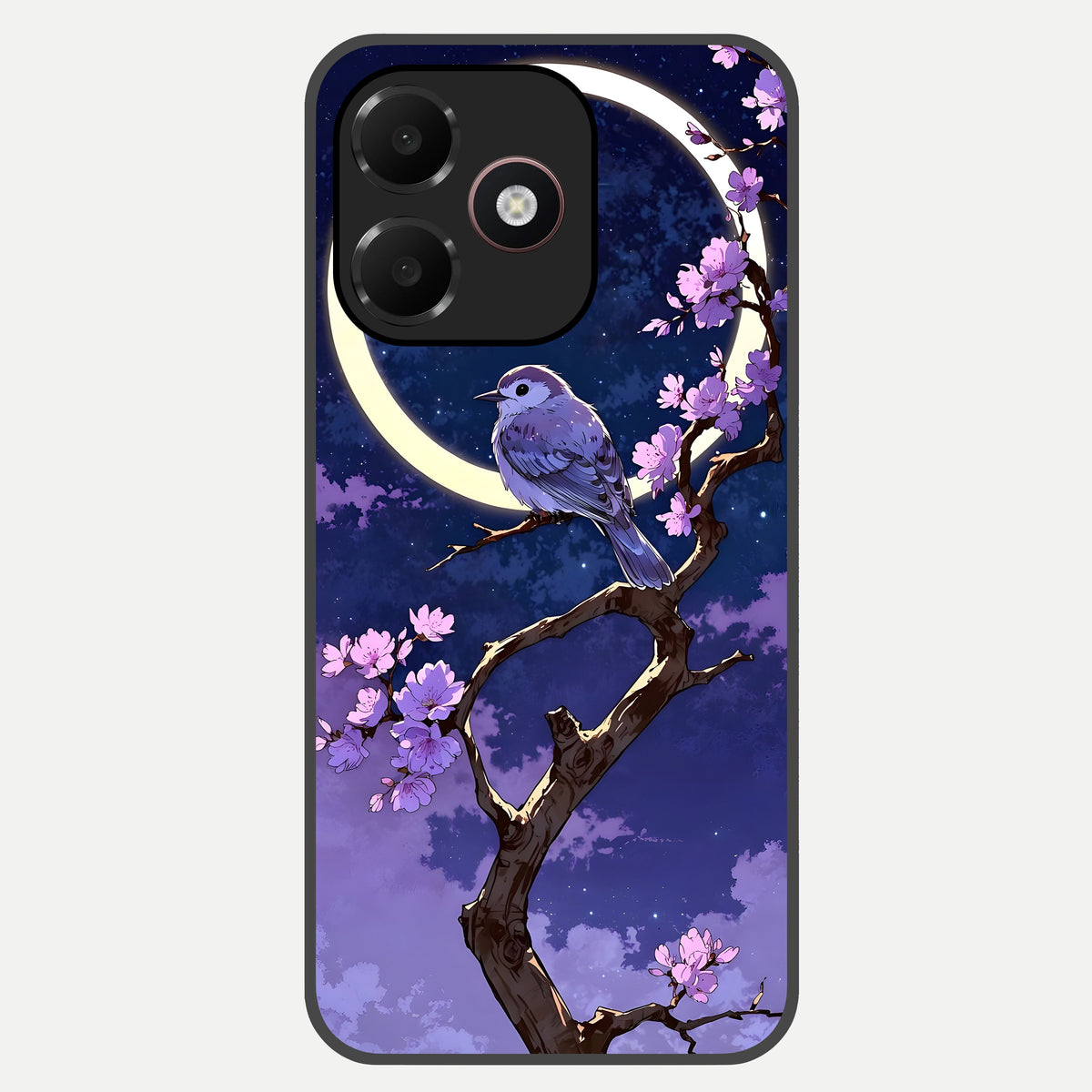  Celestial Bird Blossom Glass Case For Oppo A6C 5G back cover – full design glossy printed glass finish