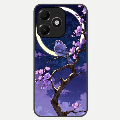  Celestial Bird Blossom Glass Case For Oppo A6C 5G back cover – full design glossy printed glass finish