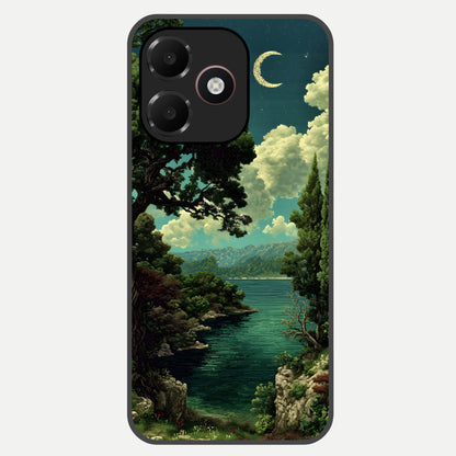  Celestial Lake Peace Glass Case For Oppo A6C 5G back cover – full design glossy printed glass finish