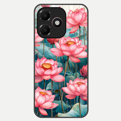  Celestial Pink Lotus Glass Case For Oppo A6C 5G back cover – full design glossy printed glass finish