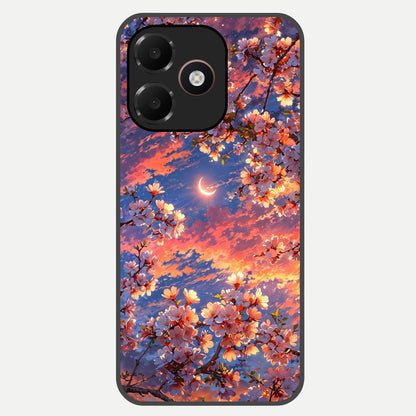  Celestial Sakura Sunset Glass Case For Oppo A6C 5G back cover – full design glossy printed glass finish