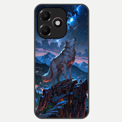  Celestial Wolf Howl Glass Case For Oppo A6C 5G back cover – full design glossy printed glass finish