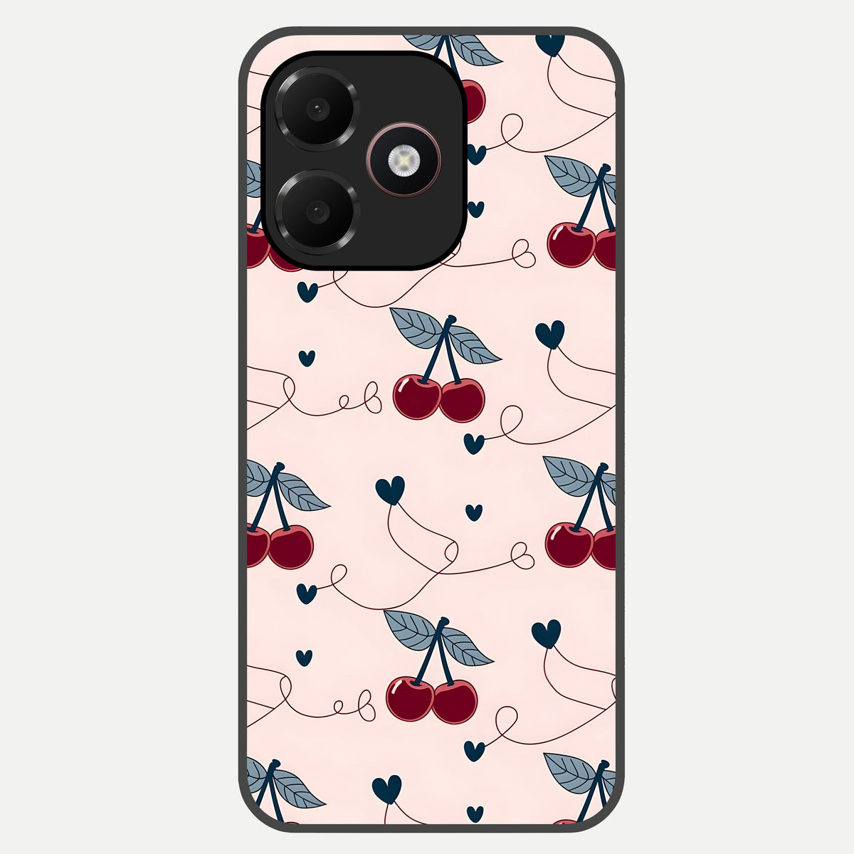  Cherry Heart Line Glass Case For Oppo A6C 5G back cover – full design glossy printed glass finish