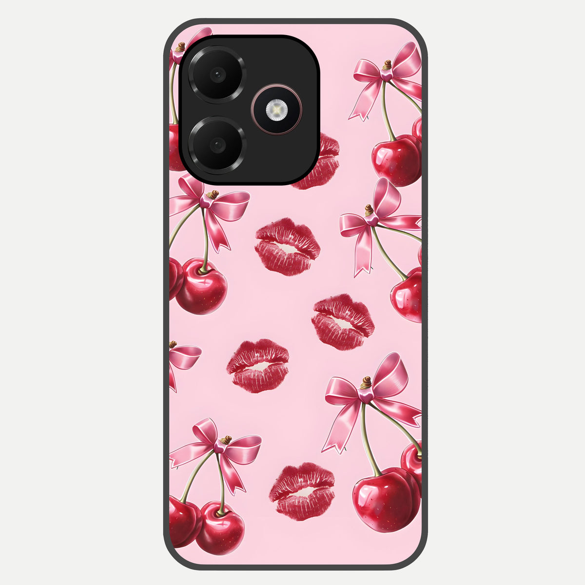  Cherry With Lips Glass Case For Oppo A6C 5G back cover – full design glossy printed glass finish