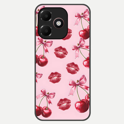  Cherry With Lips Glass Case For Oppo A6C 5G back cover – full design glossy printed glass finish