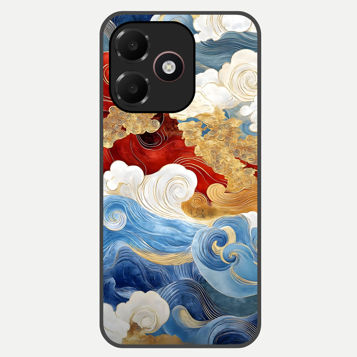  Colored Waves Glass Case For Oppo A6C 5G back cover – full design glossy printed glass finish
