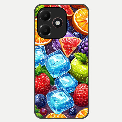 Colorful Fruits with Ice Glass Case For Oppo A6C 5G back cover – full design glossy printed glass finish