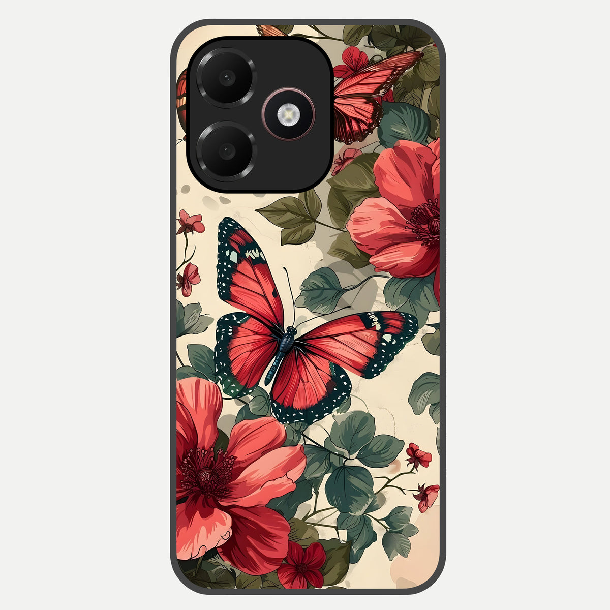  Crimson Butterfly Garden Glass Case For Oppo A6C 5G back cover – full design glossy printed glass finish