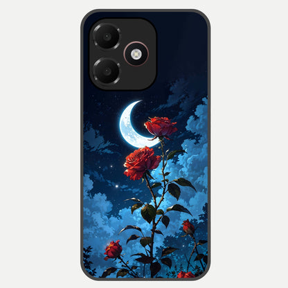  Crimson Rose Moon Glass Case For Oppo A6C 5G back cover – full design glossy printed glass finish