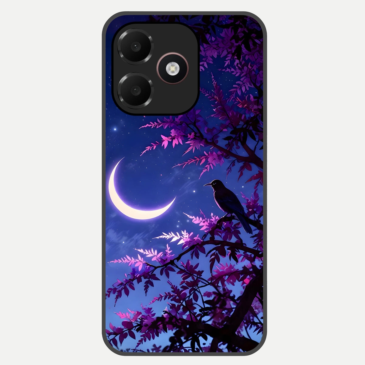  Crow And Moon Scenery Glass Case For Oppo A6C 5G back cover – full design glossy printed glass finish