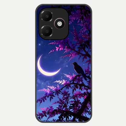  Crow And Moon Scenery Glass Case For Oppo A6C 5G back cover – full design glossy printed glass finish