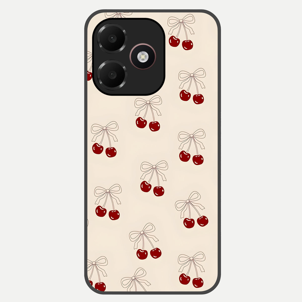  Cute Cherry Pattern Glass Case For Oppo A6C 5G back cover – full design glossy printed glass finish
