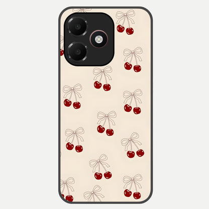  Cute Cherry Pattern Glass Case For Oppo A6C 5G back cover – full design glossy printed glass finish
