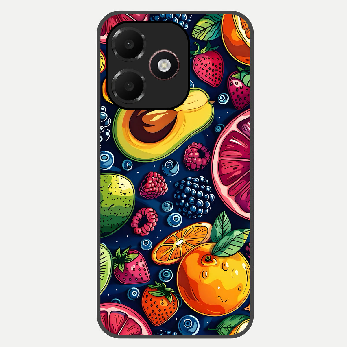  Cute Fruits Art Glass Case For Oppo A6C 5G back cover – full design glossy printed glass finish