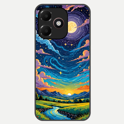  Dreamy Night Landscape Glass Case For Oppo A6C 5G back cover – full design glossy printed glass finish
