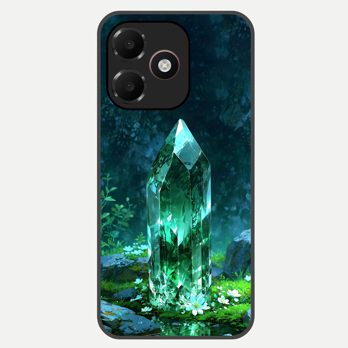  Emerald Light Crystal Glass Case For Oppo A6C 5G back cover – full design glossy printed glass finish