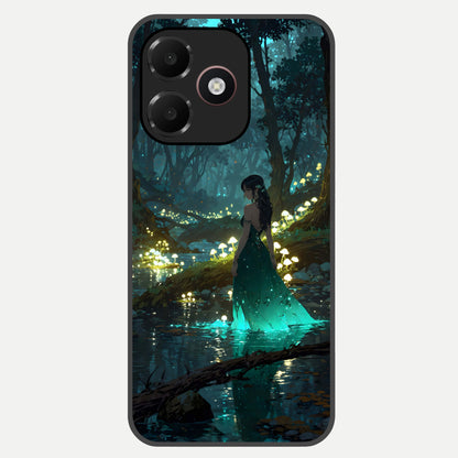  Enchanted Forest Glow Glass Case For Oppo A6C 5G back cover – full design glossy printed glass finish