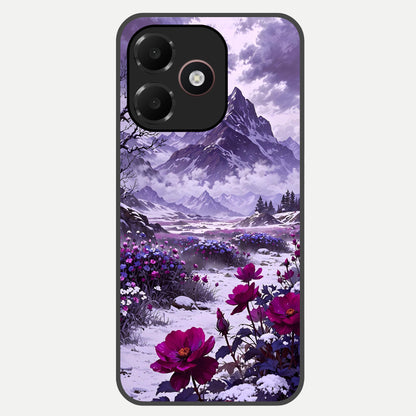  Flower Mountain View Glass Case For Oppo A6C 5G back cover – full design glossy printed glass finish