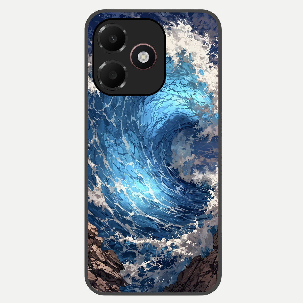  Giant Ocean Wave Glass Case For Oppo A6C 5G back cover – full design glossy printed glass finish