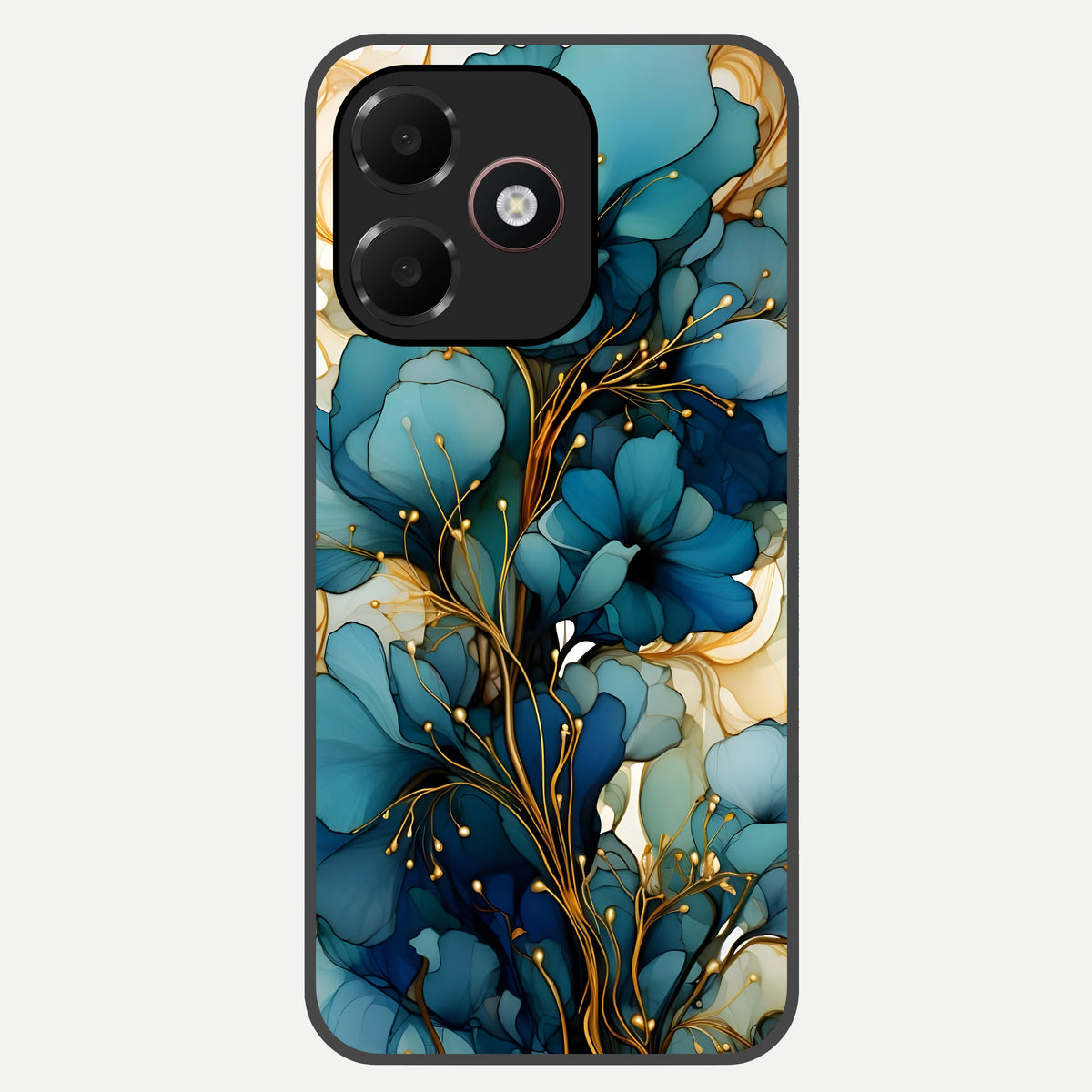  Golden Bloom Symphony Glass Case For Oppo A6C 5G back cover – full design glossy printed glass finish