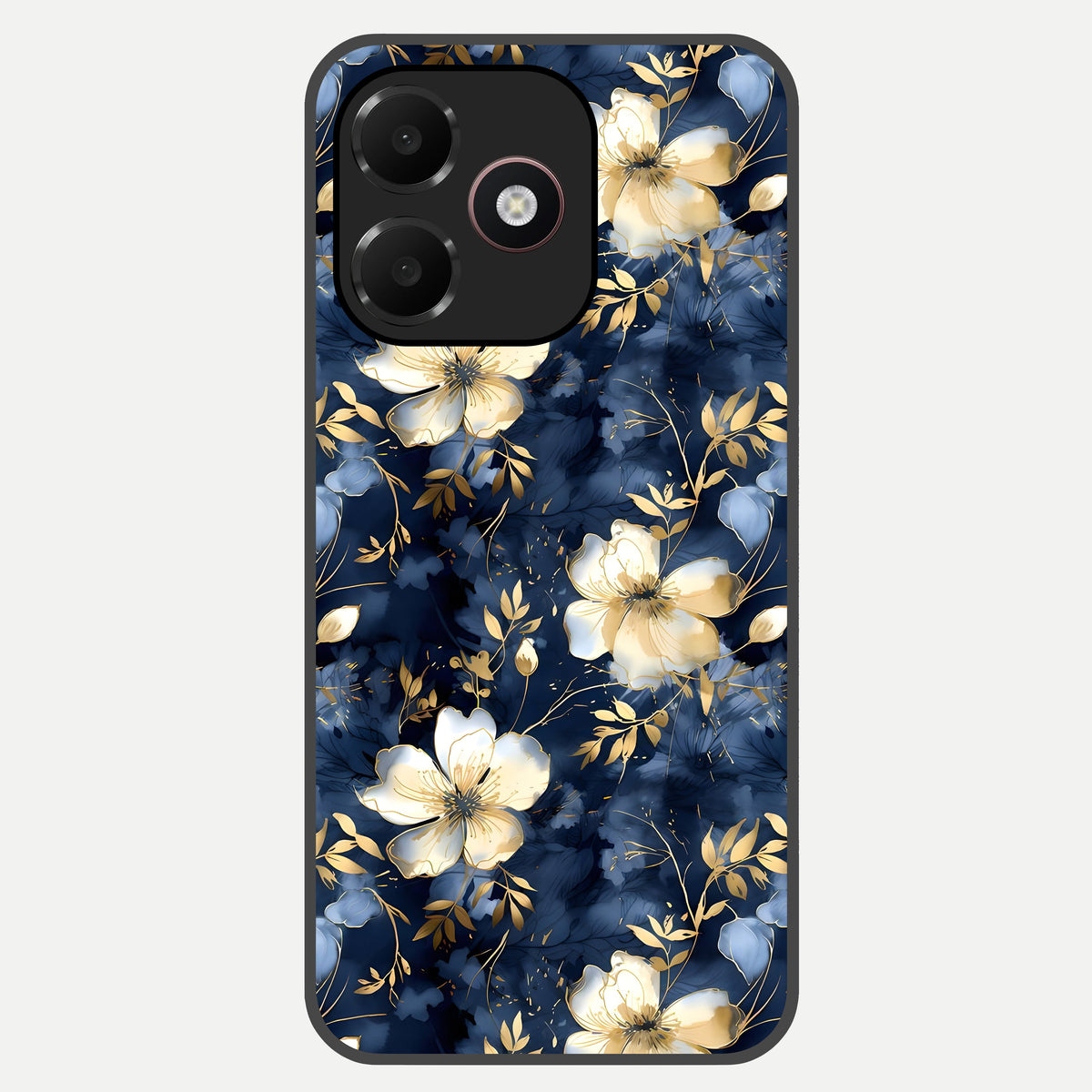  Golden Midnight Bloom Glass Case For Oppo A6C 5G back cover – full design glossy printed glass finish