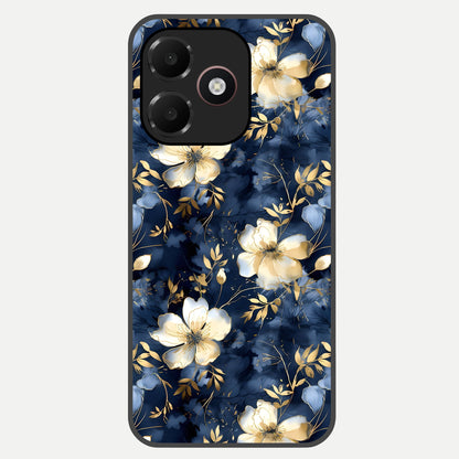  Golden Midnight Bloom Glass Case For Oppo A6C 5G back cover – full design glossy printed glass finish