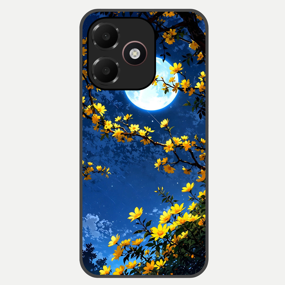  Golden Night Glow Glass Case For Oppo A6C 5G back cover – full design glossy printed glass finish