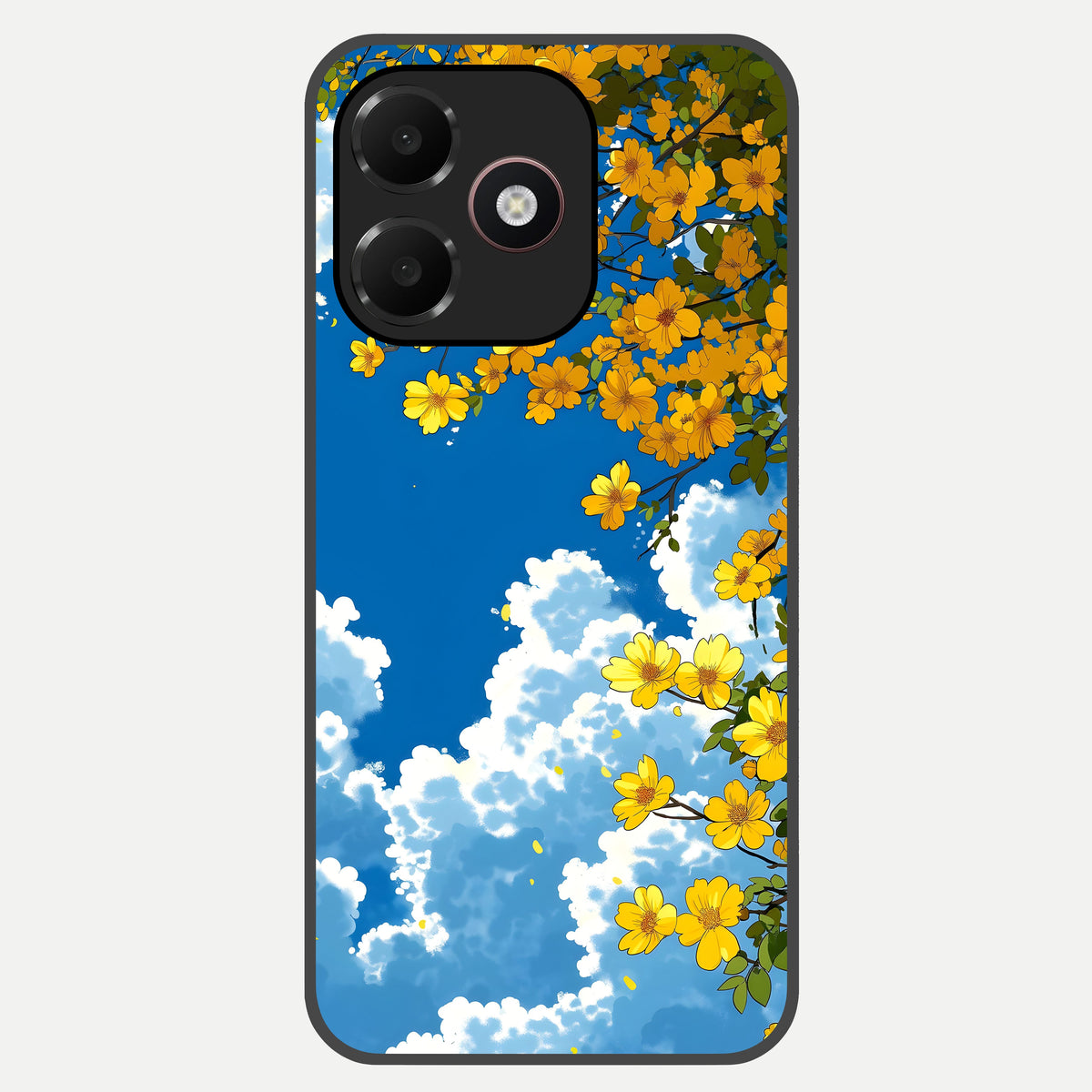  Golden Petal Sky Glass Case For Oppo A6C 5G back cover – full design glossy printed glass finish