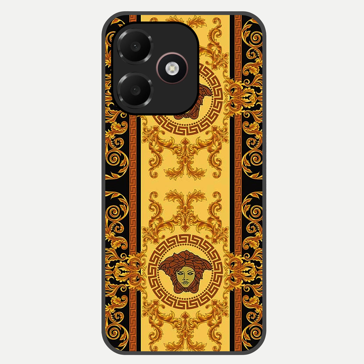  Golden Royal Heritage Glass Case For Oppo A6C 5G back cover – full design glossy printed glass finish