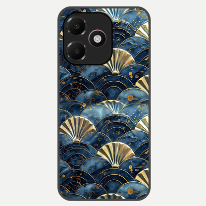  Golden Wave Luxe Glass Case For Oppo A6C 5G back cover – full design glossy printed glass finish