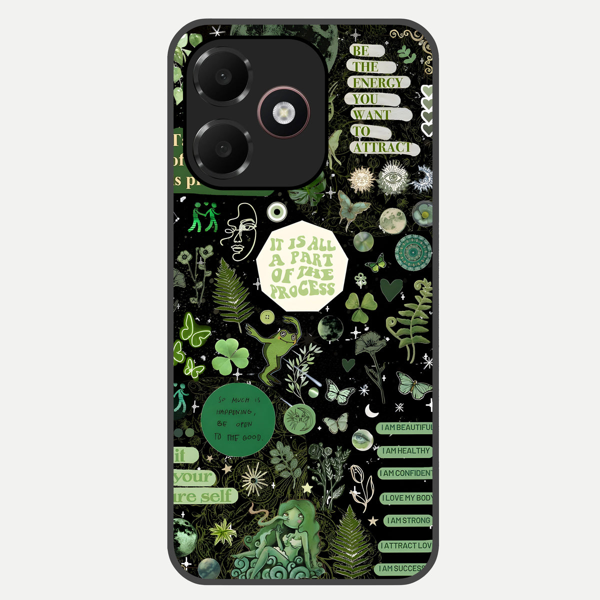  Green Mandala Pattern Glass Case For Oppo A6C 5G back cover – full design glossy printed glass finish