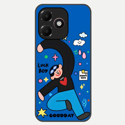  Happy Luck Vibe Glass Case For Oppo A6C 5G back cover – full design glossy printed glass finish