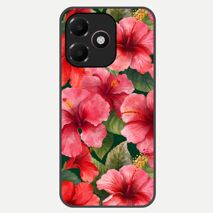  Hibiscus Pattern Glass Case For Oppo A6C 5G back cover – full design glossy printed glass finish