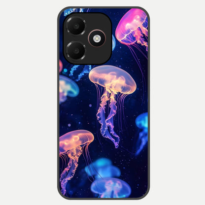  Jellyfish Pattern Glass Case For Oppo A6C 5G back cover – full design glossy printed glass finish