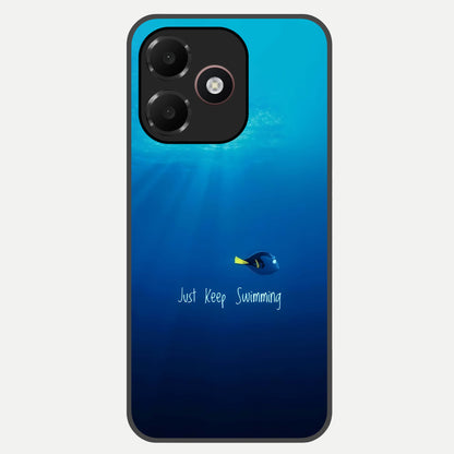 Just Keep Swimming Glass Case For Oppo A6C 5G back cover – full design glossy printed glass finish