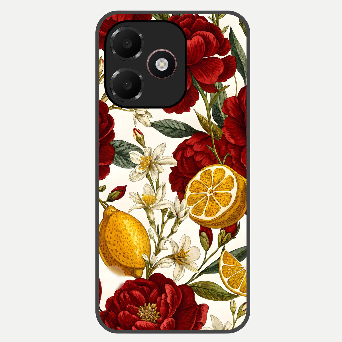  Lemon Rose Charm Glass Case For Oppo A6C 5G back cover – full design glossy printed glass finish