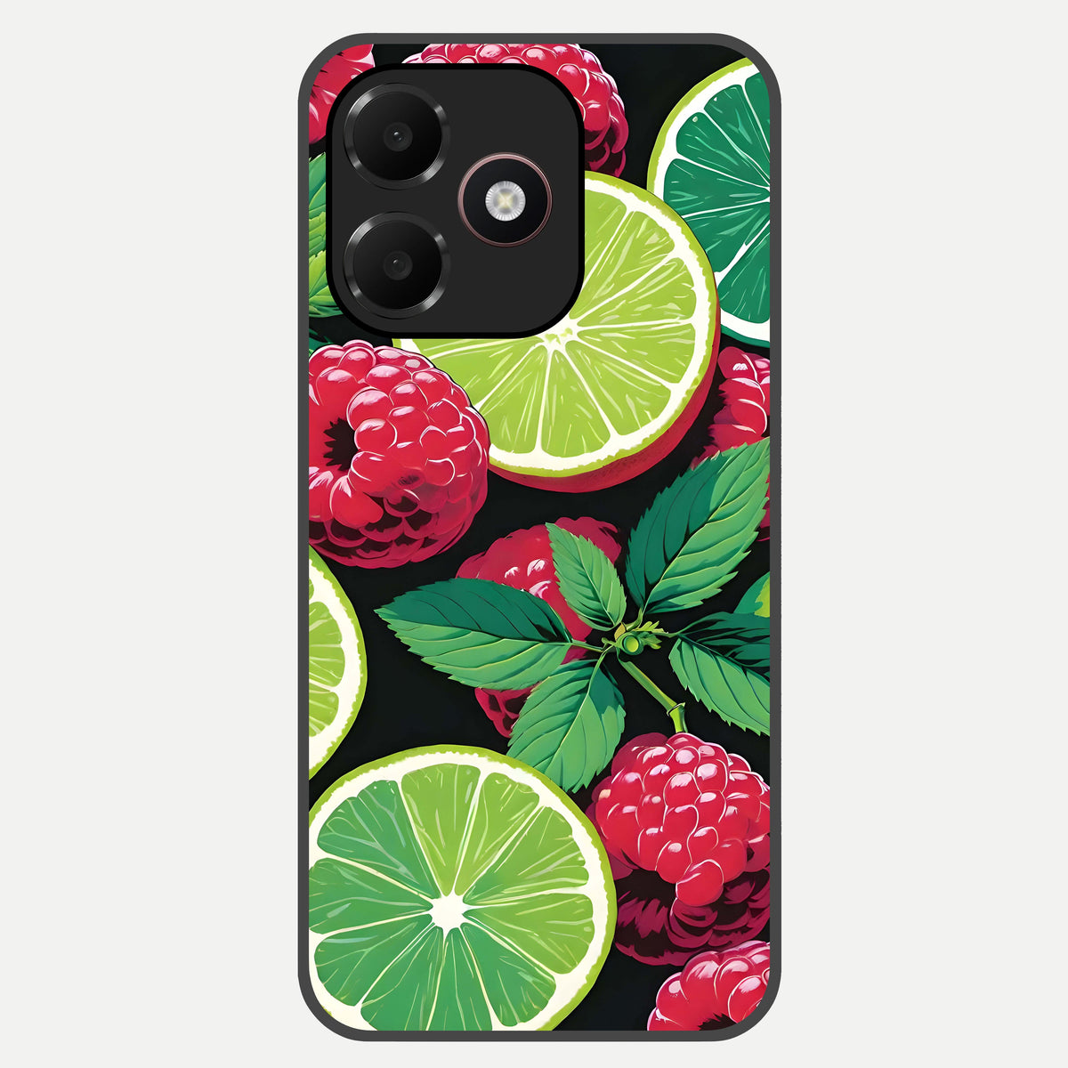  Lime and Raspberry Pattern Glass Case For Oppo A6C 5G back cover – full design glossy printed glass finish