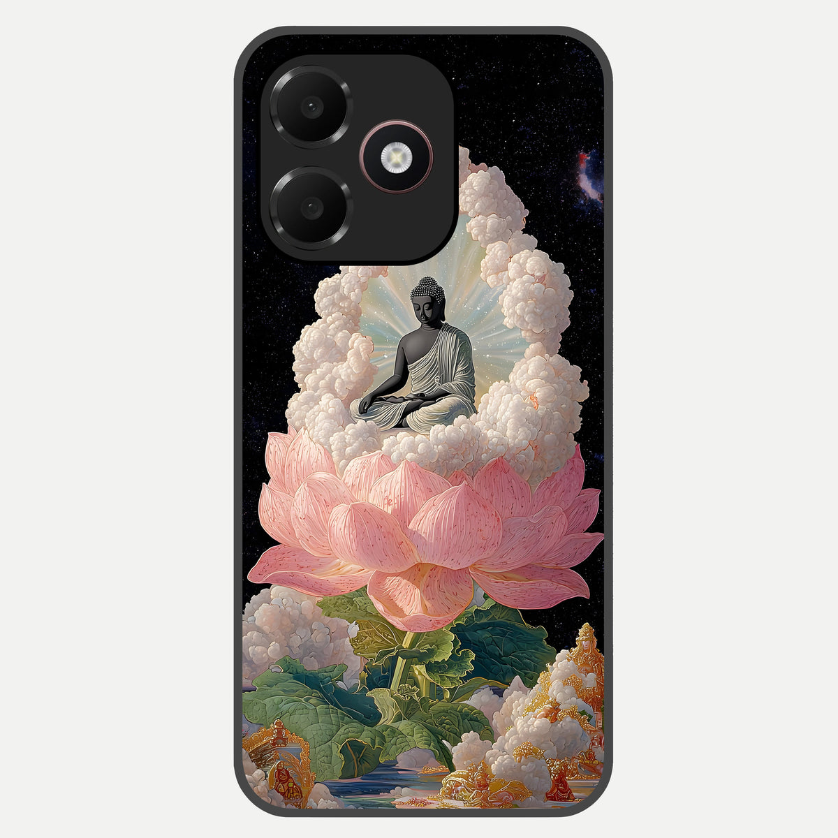  Lotus Divine Peace Glass Case For Oppo A6C 5G back cover – full design glossy printed glass finish