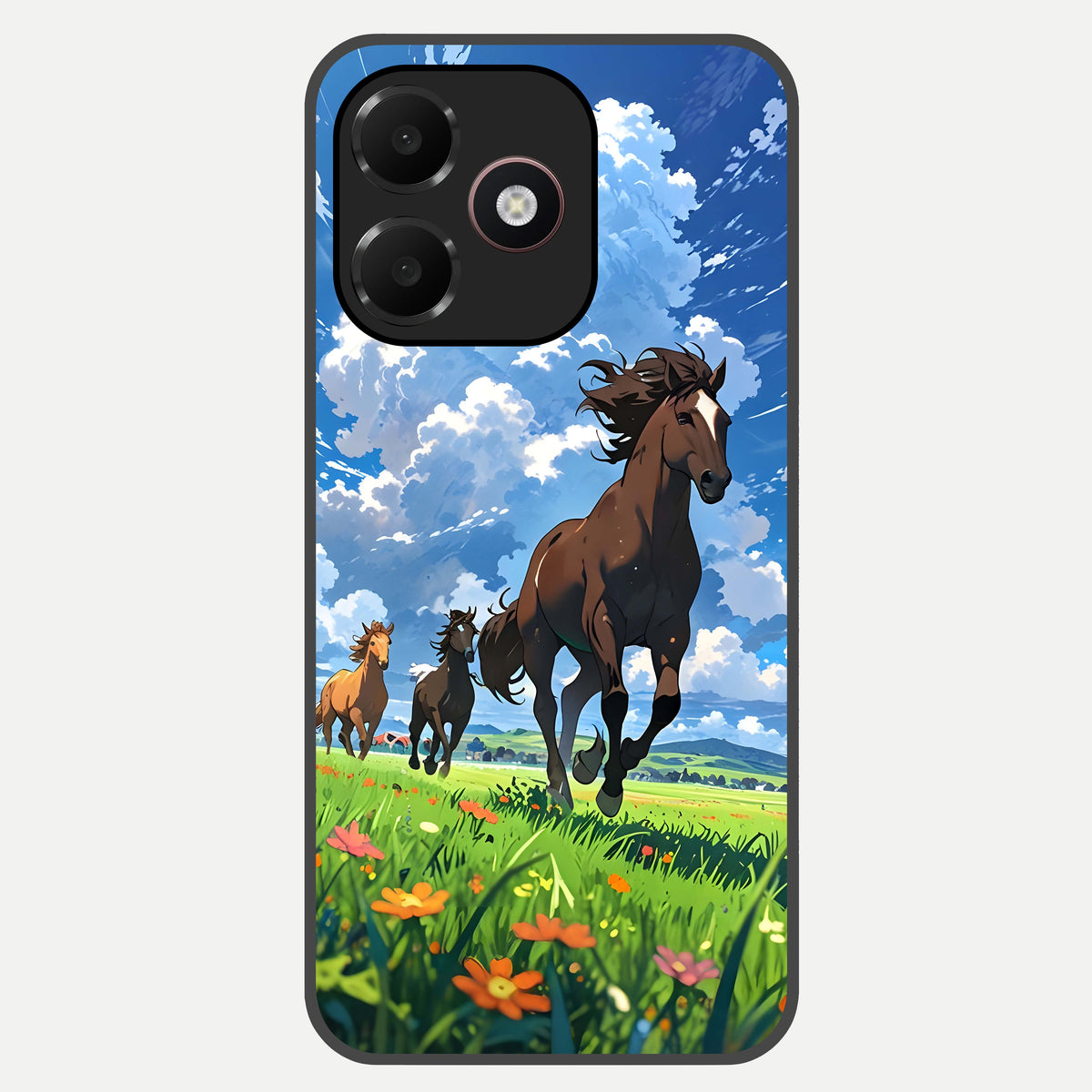  Majestic Horses Galloping Glass Case For Oppo A6C 5G back cover – full design glossy printed glass finish