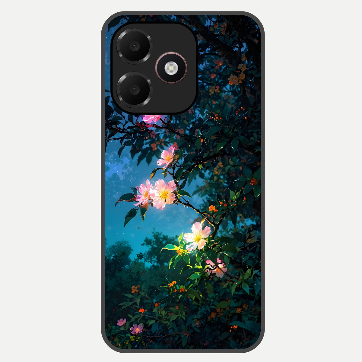  Midnight Bloom Glow Glass Case For Oppo A6C 5G back cover – full design glossy printed glass finish