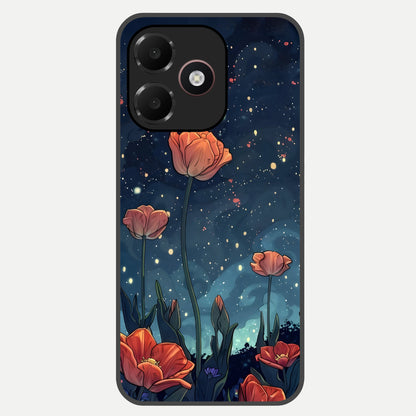 Midnight Tulip Glow Glass Case For Oppo A6C 5G back cover – full design glossy printed glass finish