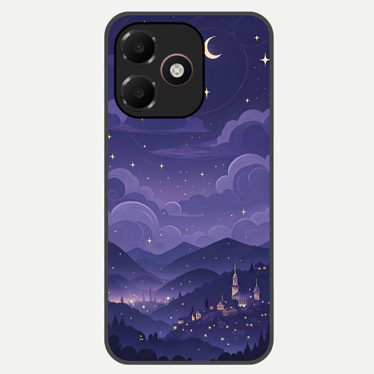  Minimal Night View Glass Case For Oppo A6C 5G back cover – full design glossy printed glass finish