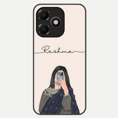  Mirror Mood Muse With Custom Name Glass Case For Oppo A6C 5G back cover – full design glossy printed glass finish