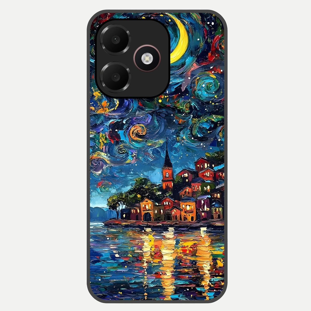  Moonlight Harbor Glow Glass Case For Oppo A6C 5G back cover – full design glossy printed glass finish