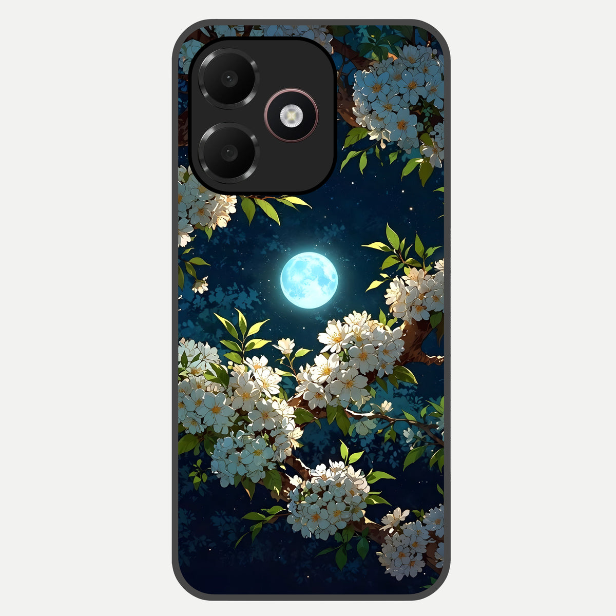  Moonlit Blossom Dream Glass Case For Oppo A6C 5G back cover – full design glossy printed glass finish