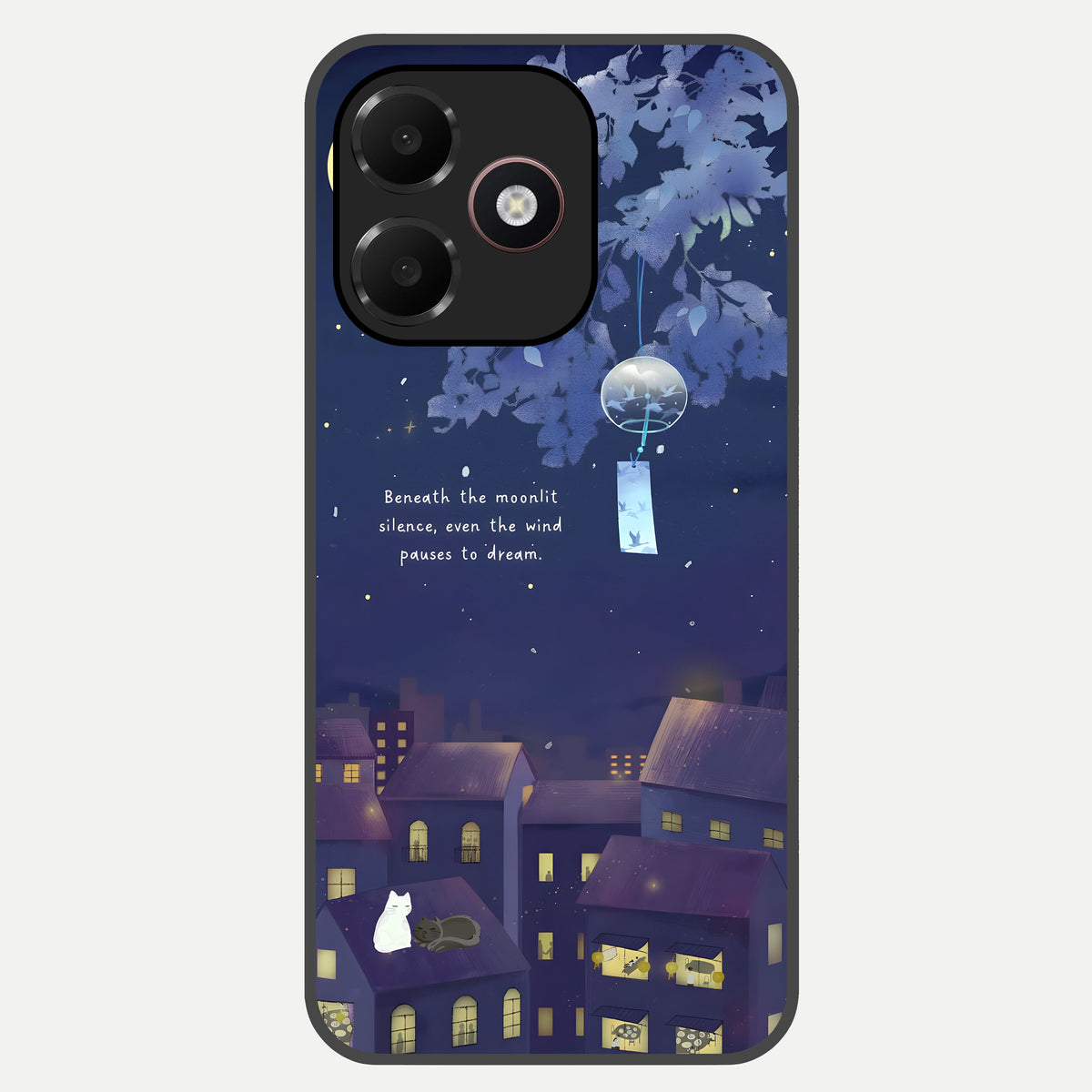  Moonlit Cat Silence Glass Case For Oppo A6C 5G back cover – full design glossy printed glass finish