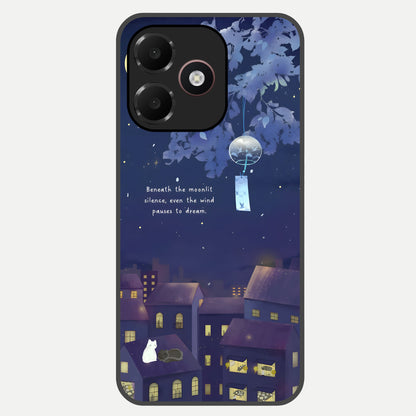  Moonlit Cat Silence Glass Case For Oppo A6C 5G back cover – full design glossy printed glass finish